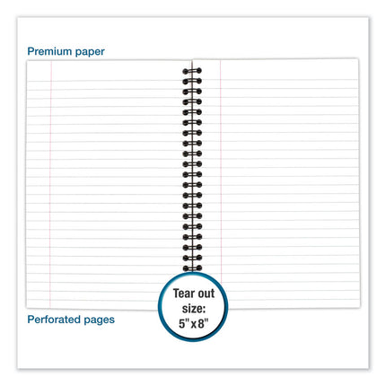 Wirebound Business Notebook, 1-Subject, Wide/Legal Rule, Black Linen Cover, (80) 8 x 5 Sheets