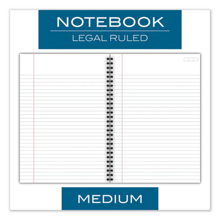 Wirebound Business Notebook, 1-Subject, Wide/Legal Rule, Black Linen Cover, (80) 9.5 x 6.63 Sheets
