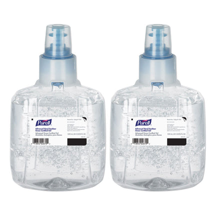 Advanced Hand Sanitizer Green Certified Gel Refill, For LTX-12 Dispensers, 1,200 mL, Fragrance-Free, 2/Carton