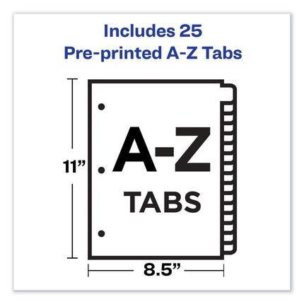 Preprinted Laminated Tab Dividers with Gold Reinforced Binding Edge, 25-Tab, A to Z, 11 x 8.5, Buff, 1 Set