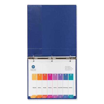 Customizable TOC Ready Index Multicolor Tab Dividers, 8-Tab, 1 to 8, 11 x 8.5, White, Traditional Color Tabs, 6 Sets