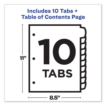 Customizable TOC Ready Index Black and White Dividers, 10-Tab, 1 to 10, 11 x 8.5, 1 Set