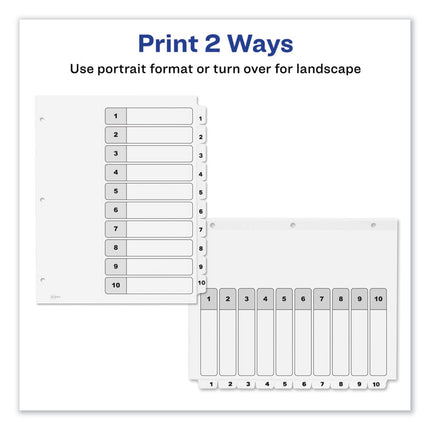 Customizable TOC Ready Index Black and White Dividers, 10-Tab, 1 to 10, 11 x 8.5, 1 Set