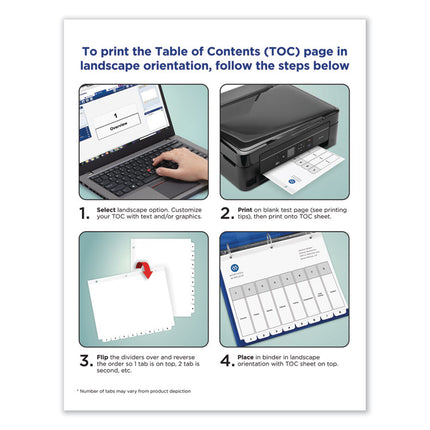 Customizable TOC Ready Index Black and White Dividers, 5-Tab, 1 to 5, 11 x 8.5, 1 Set