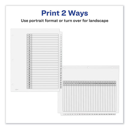 Customizable TOC Ready Index Black and White Dividers, 31-Tab, 1 to 31, 11 x 8.5, 1 Set
