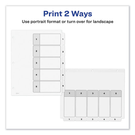 Customizable TOC Ready Index Black and White Dividers, 5-Tab, 1 to 5, 11 x 8.5, 1 Set