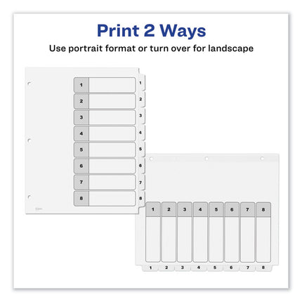 Customizable TOC Ready Index Black and White Dividers, 8-Tab, 1 to 8, 11 x 8.5, 1 Set