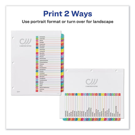 Customizable TOC Ready Index Multicolor Tab Dividers, 31-Tab, 1 to 31, 11 x 8.5, White, Contemporary Color Tabs, 1 Set