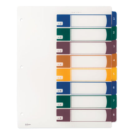 Customizable Table Of Contents Ready Index Dividers With Multicolor Tabs, 8-Tab, 1 To 8, 11 X 8.5, Translucent, 1 Set