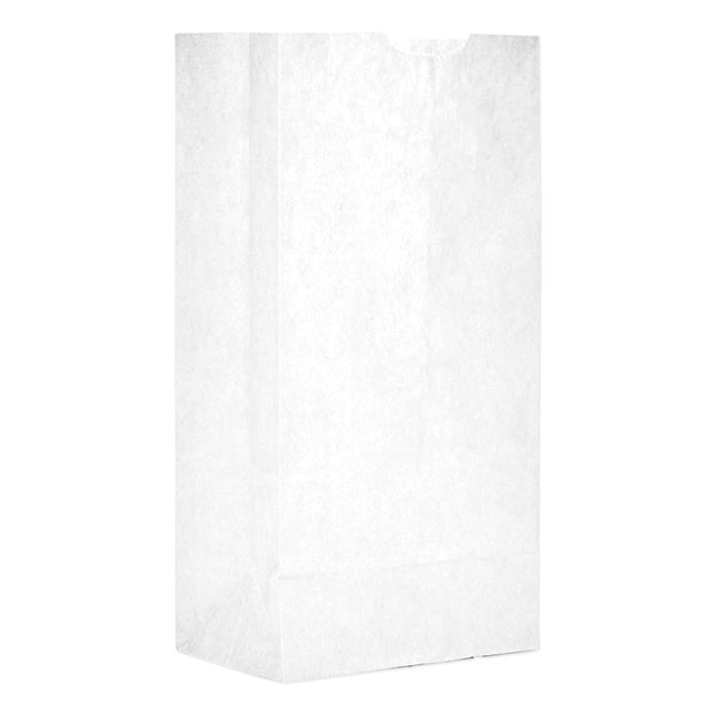 Grocery Paper Bags, #4 Size, 5" x 3.13" x 9.88", White, 500/Bundle