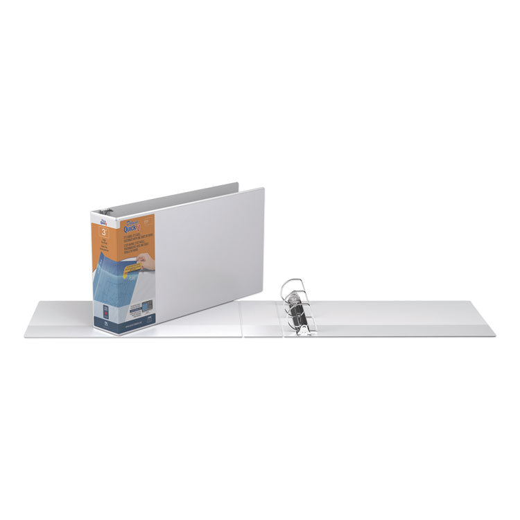 Quickfit Ledger D-Ring View Binder, 3 Rings, 3" Capacity, 11 X 17, White