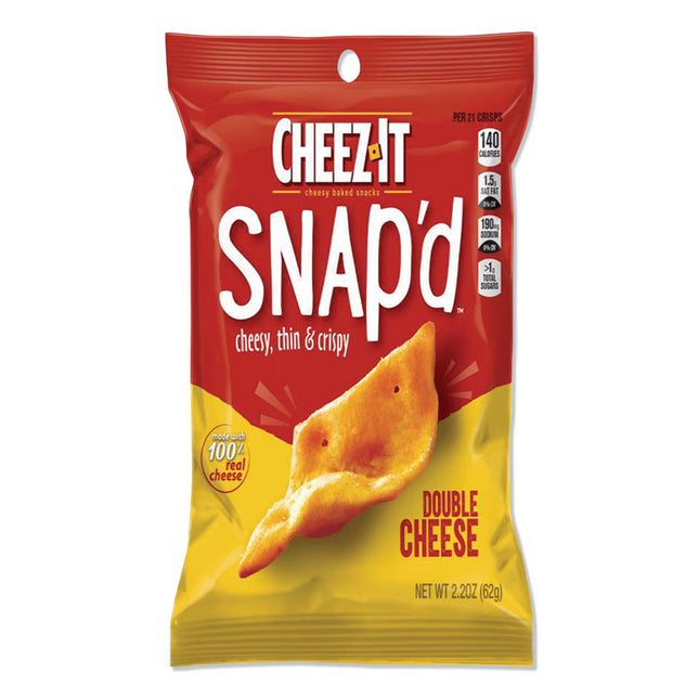 Cheez-It Snap'd Crackers, Double Cheese, 2.2 Oz Pouch, 6/pack