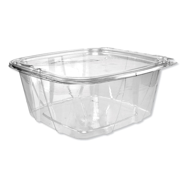ClearPac SafeSeal Tamper-Resistant/Evident Containers, Flat Lid, 64 oz, Clear, Plastic, 100/Bag, 2 Bags/Carton
