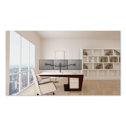 Alera AdaptivErgo Pole-Mount Triple Arm for 27" Monitors, 360 deg Rotation, +45/-45 deg Tilt, 45 deg Pan, Black, 17.6lb Cap