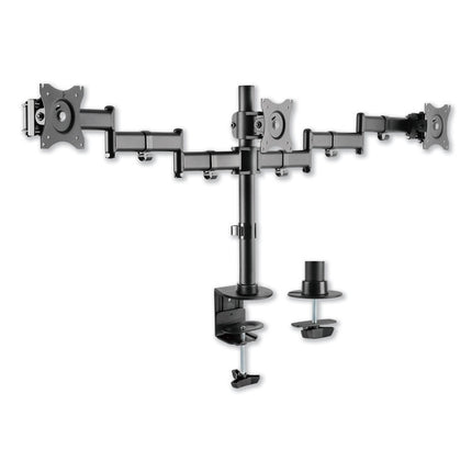 Alera AdaptivErgo Pole-Mount Triple Arm for 27" Monitors, 360 deg Rotation, +45/-45 deg Tilt, 45 deg Pan, Black, 17.6lb Cap