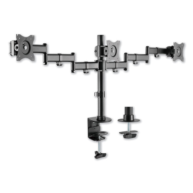 Alera AdaptivErgo Pole-Mount Triple Arm for 27" Monitors, 360 deg Rotation, +45/-45 deg Tilt, 45 deg Pan, Black, 17.6lb Cap