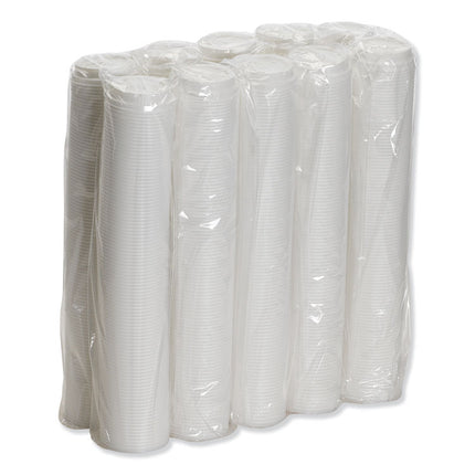 Dome Hot Drink Lids, Fits 8 oz Hot Cups, Plastic, White, 100/Sleeve, 10 Sleeves/Carton