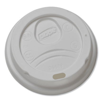 Dome Hot Drink Lids, Fits 8 oz Hot Cups, Plastic, White, 100/Sleeve, 10 Sleeves/Carton