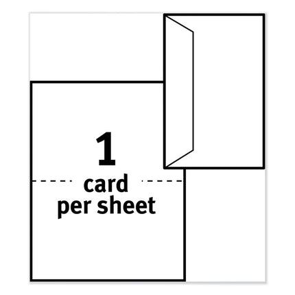 Half-Fold Greeting Cards with Matching Envelopes, Inkjet, 85 lb, 5.5 x 8.5, Matte White, 1 Card/Sheet, 30 Sheets/Box