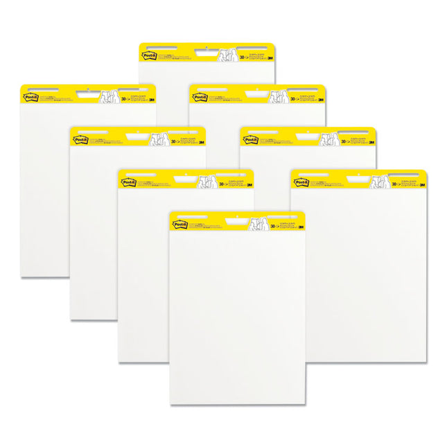 Vertical-Orientation Self-Stick Easel Pads, Unruled, 25 x 30, White, 30 Sheets, 8/Pack