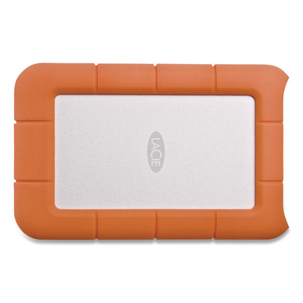 Rugged Portable External Hard Drive, 2 Tb, Usb-C, Orange/silver