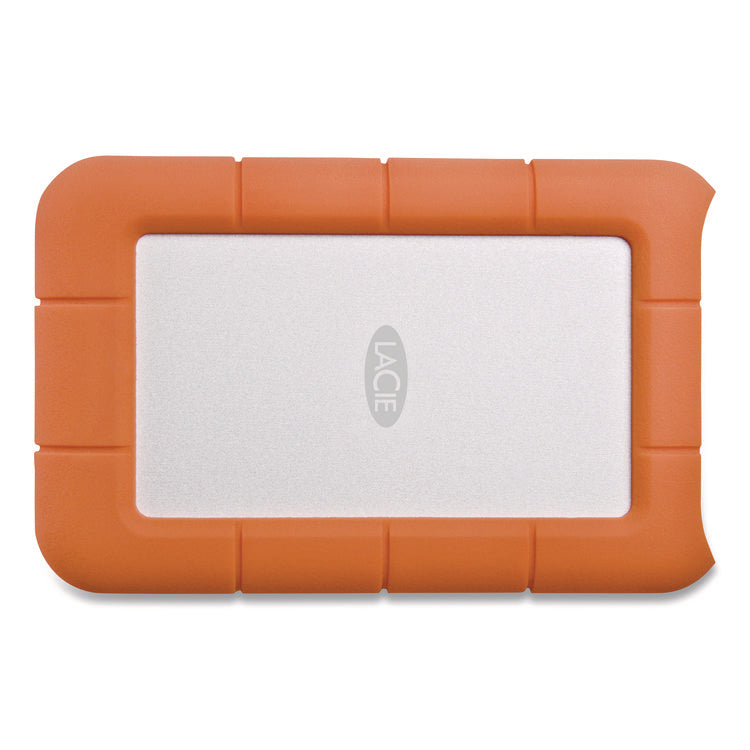 Rugged Portable External Hard Drive, 2 Tb, Usb-C, Orange/silver