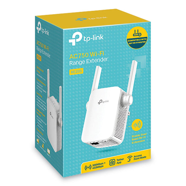 Re205 Ac750 Wi-Fi Range Extender, 1 Port, Dual-Band 2.4 Ghz/5 Ghz