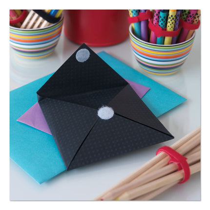 Sticky-Back Fasteners, Removable Adhesive, 0.63" Dia, Black, 15/pack