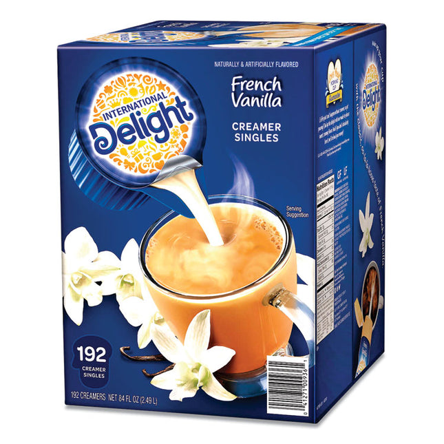 Flavored Liquid Non-Dairy Coffee Creamer, French Vanilla, 0.44 oz Mini Cups, 192/Carton