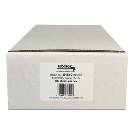 Medical Chart Index Divider Sheets, Untabbed, 11 x 8.5, Manila, 400/Box