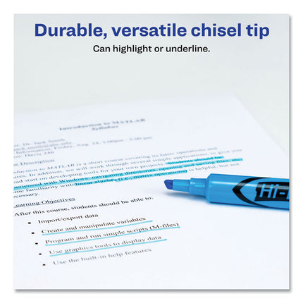 Hi-Liter Desk-Style Highlighters, Light Blue Ink, Chisel Tip, Light Blue/black Barrel, Dozen