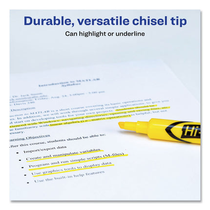 Hi-Liter Desk-Style Highlighters, Yellow Ink, Chisel Tip, Yellow/black Barrel, Dozen