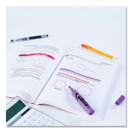 Hi-Liter Desk-Style Highlighters, Fluorescent Purple Ink, Chisel Tip, Purple/black Barrel, Dozen
