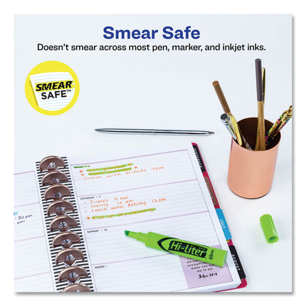 Hi-Liter Desk-Style Highlighters, Fluorescent Green Ink, Chisel Tip, Green/black Barrel, Dozen