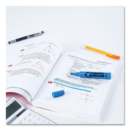 Hi-Liter Desk-Style Highlighters, Light Blue Ink, Chisel Tip, Light Blue/black Barrel, Dozen