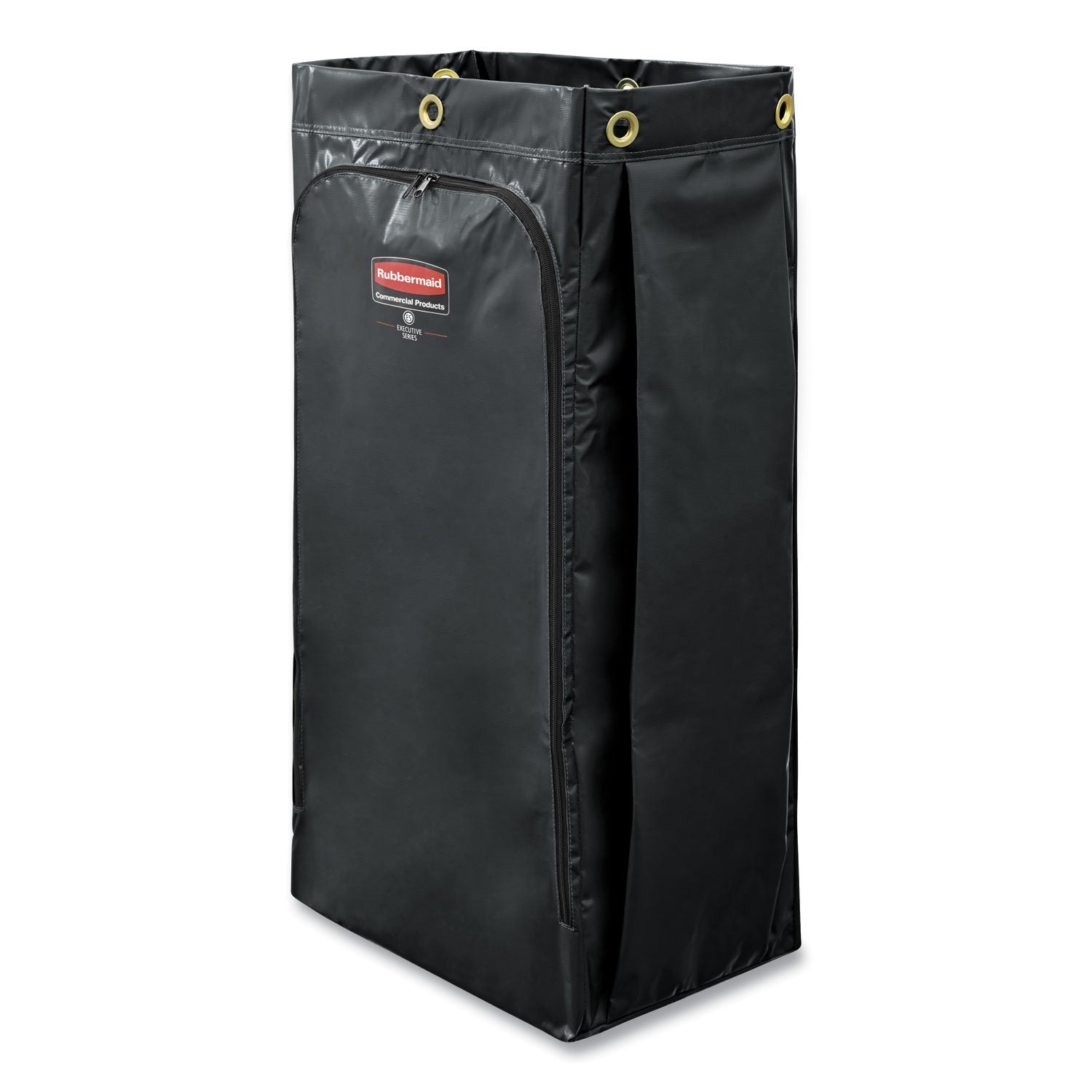 Replacement Executive Vinyl Bag for Rubbermaid Commercial High-Capacity Cleaning Carts, 34 gal, Black, 4/Carton