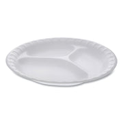 Placesetter Satin Non-Laminated Foam Dinnerware, 3-Compartment Plate, 9" dia, White, 500/Carton
