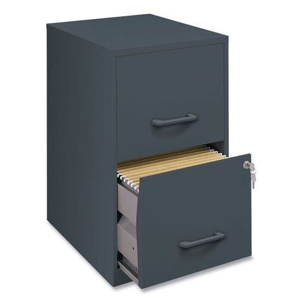 Two-Drawer Vertical File Cabinet, 2 Letter-Size File Drawers, Graphite, 14.25" X 18" X 24.5"