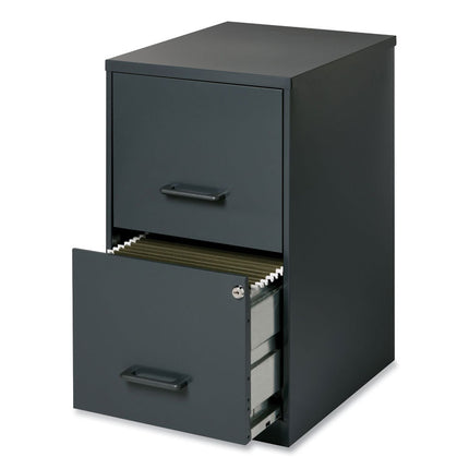 Two-Drawer Vertical File Cabinet, 2 Letter-Size File Drawers, Graphite, 14.25" X 18" X 24.5"
