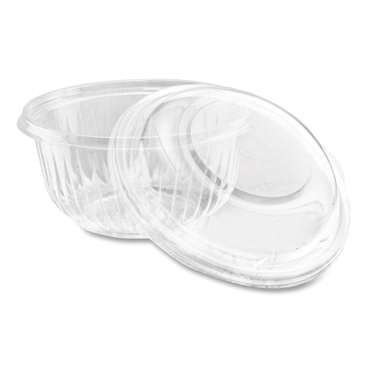 PresentaBowls Bowl/Lid Combo-Paks, 16 oz, 5.38" Diameter x 2.6" h, Clear, Plastic, 63/Pack, 4 Pack/Carton
