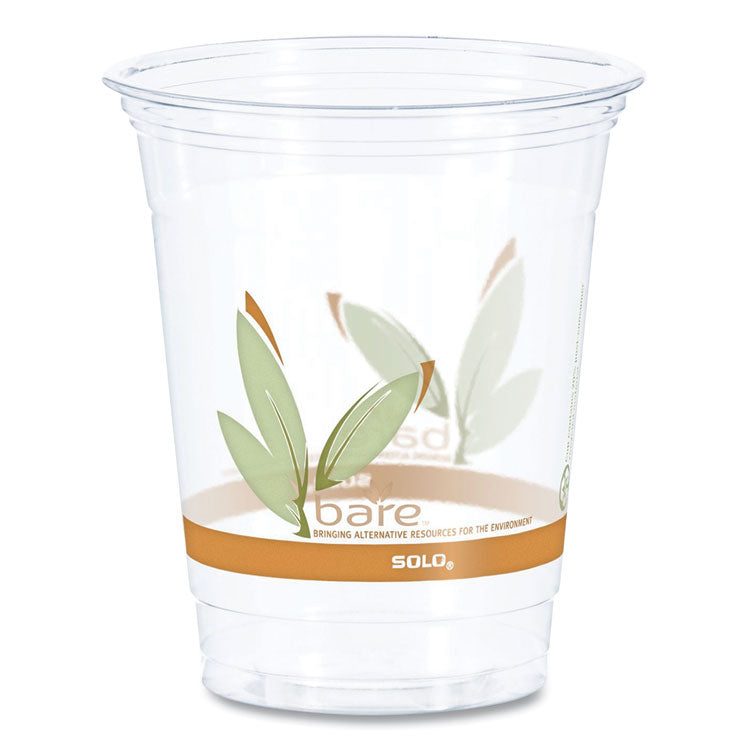 Bare Eco-Forward RPET Cold Cups, Squat, 12 oz to 14 oz, Plastic, Leaf Design, 50/Pack, 20 Packs/Carton
