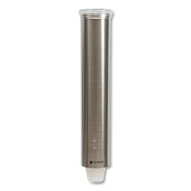 Small Pull-Type Water Cup Dispenser, For 5 Oz Cups, Stainless Steel