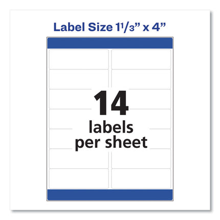 Easy Peel White Address Labels W/ Sure Feed Technology, Laser Printers, 1.33 X 4, White, 14/sheet, 250 Sheets/box