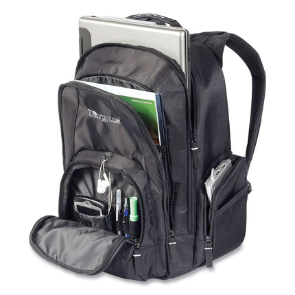 Groove Laptop Backpack, Fits Devices Up to 15.4", Nylon/PVC, 15 x 7 x 18, Black