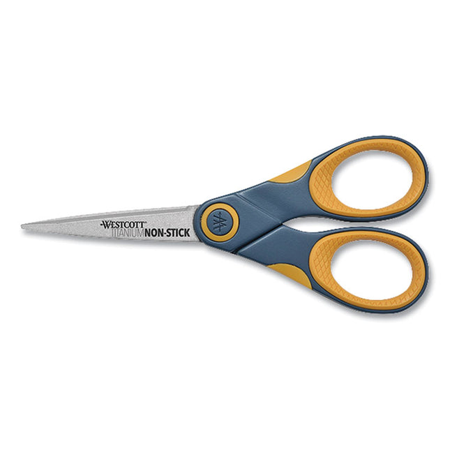 Non-Stick Titanium Bonded Scissors, 5" Long, Straight Gray/Orange Handle