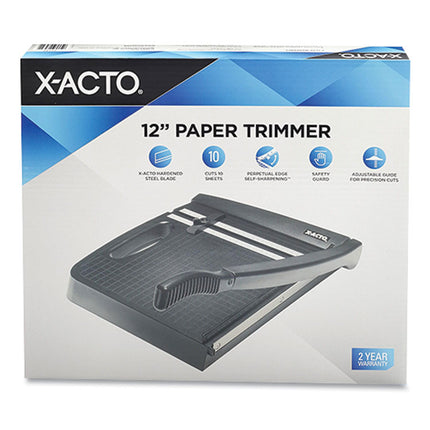 10-Sheet Guillotine Trimmer, 10 Sheets, 12" Cut Length, Plastic Base, 13 X 13