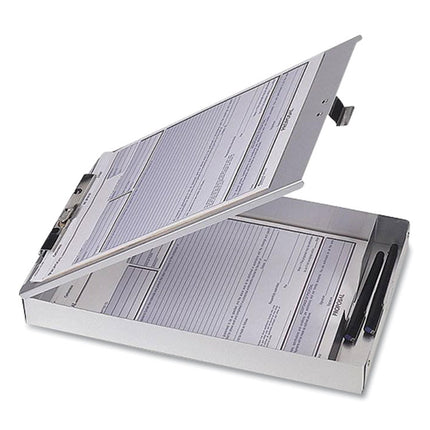 Aluminum Storage Clipboard, Holds 8.5 x 12 Sheets, Silver