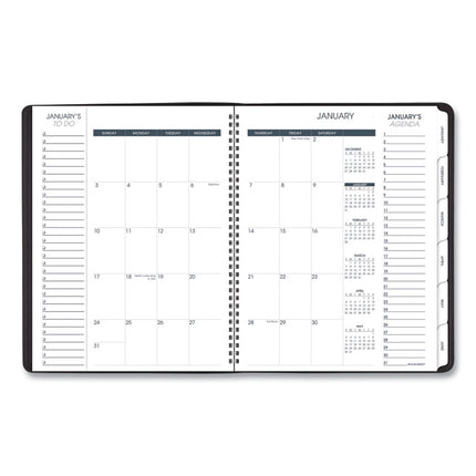 Triple View Weekly Vertical-Column Format Appointment Book, 11 x 8.25, Black Cover, 12-Month (Jan to Dec): 2025
