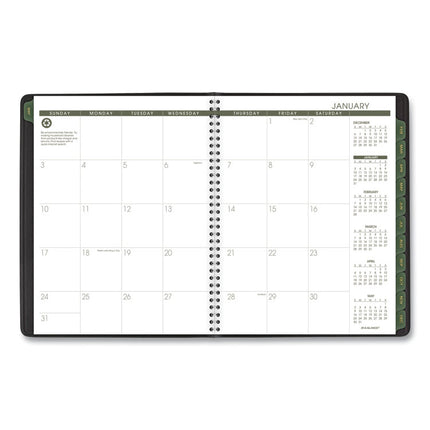 Recycled Weekly Vertical-Column Format Appointment Book, 11 x 8.25, Black Cover, 12-Month (Jan to Dec): 2025