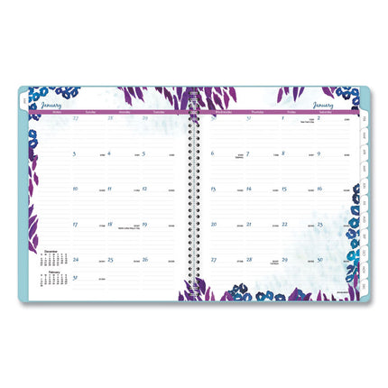 Wild Washes Weekly/Monthly Planner, Flora and Fauna Artwork, 11 x 8.5, Blue Cover, 13-Month: Jan 2025 to Jan 2026
